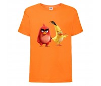 Футболка детская Энгри Бердс  (Angry Birds) оранжевая  (AB-red&chak-2-orange) 104 см