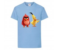 Футболка детская Энгри Бердс  (Angry Birds) светло-голубая  (AB-red&chak-2-blue) 104 см