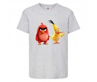 Футболка детская Энгри Бердс  (Angry Birds) серая  (AB-red&chak-2-gray) 140 см
