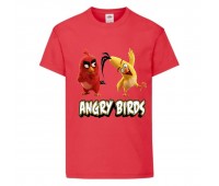 Футболка детская Энгри Бердс  (Angry Birds)  красная  (AB-red&chak-3-red) 140 см