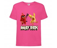 Футболка детская Энгри Бердс  (Angry Birds)  розовая (AB-red&chak-3-pink) 152 см