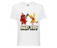 Футболка детская Энгри Бердс  (Angry Birds) белая  (AB-red&chak-3-white) 104 см