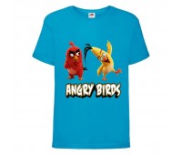Футболка детская Энгри Бердс  (Angry Birds) голубая  (AB-red&chak-3-blue) 104 см
