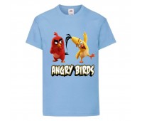 Футболка детская Энгри Бердс  (Angry Birds) светло-голубая  (AB-red&chak-3-blue) 140 см