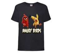 Футболка детская Энгри Бердс  (Angry Birds) черная  (AB-red&chak-3-black) 152 см