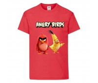 Футболка детская Энгри Бердс  (Angry Birds)  красная  (AB-red&chak-4-red) 140 см