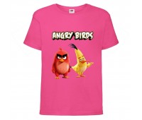 Футболка детская Энгри Бердс  (Angry Birds)  розовая (AB-red&chak-4-pink) 152 см