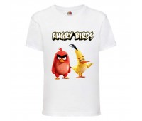 Футболка детская Энгри Бердс  (Angry Birds) белая  (AB-red&chak-4-white) 104 см