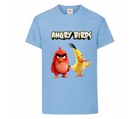 Футболка детская Энгри Бердс  (Angry Birds) светло-голубая  (AB-red&chak-4-blue) 104 см
