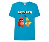 Футболка детская Энгри Бердс  (Angry Birds) голубая  (AB-red&chak-4-blue) 104 см