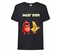 Футболка детская Энгри Бердс  (Angry Birds) черная  (AB-red&chak-4-black) 104 см