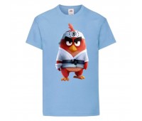 Футболка детская Энгри Бердс  (Angry Birds) светло-голубая  (AB-karate-blue) 104 см