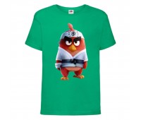 Футболка детская Энгри Бердс  (Angry Birds) зеленая  (AB-karate-green) 104 см