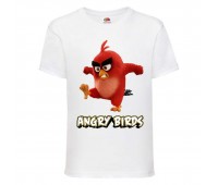 Футболка детская Энгри Бердс  (Angry Birds) белая  (AB-red-angry-white) 152 см