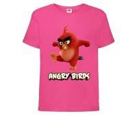 Футболка детская Энгри Бердс  (Angry Birds) розовая  (AB-red-angry-pink) 104 см