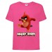 Футболка детская Энгри Бердс  (Angry Birds) розовая  (AB-red-angry-pink) 128 см
