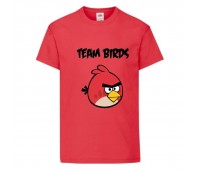 Футболка детская Энгри Бердс  (Angry Birds) красная  (AB-red&tim-red) 164 см