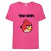 Футболка детская Энгри Бердс  (Angry Birds) розовая  (AB-red&tim-pink) 104 см