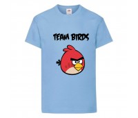 Футболка детская Энгри Бердс  (Angry Birds) светло-голубая  (AB-red&tim-blue) 104 см