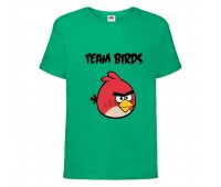 Футболка детская Энгри Бердс  (Angry Birds) зеленая (AB-red&tim-dark-green) 104 см