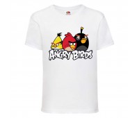Футболка детская Энгри Бердс  (Angry Birds) белая  (AB-red-chak&bomb-white) 140 см