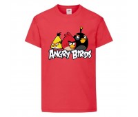 Футболка детская Энгри Бердс  (Angry Birds) красная  (AB-red-chak&bomb-red) 164 см