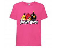 Футболка детская Энгри Бердс  (Angry Birds) розовая  (AB-red-chak&bomb-pink) 104 см