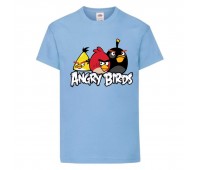 Футболка детская Энгри Бердс  (Angry Birds) светло-голубая  (AB-red-chak&bomb-blue) 104 см