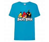 Футболка детская Энгри Бердс  (Angry Birds) голубая  (AB-red-chak&bomb-blue) 104 см