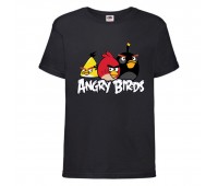 Футболка детская Энгри Бердс  (Angry Birds) черная  (AB-red-chak&bomb-black) 164 см