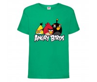 Футболка детская Энгри Бердс  (Angry Birds) зеленая  (AB-red-chak&bomb-green) 164 см