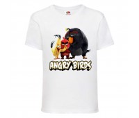 Футболка детская Энгри Бердс  (Angry Birds) белая  (AB-red-chak&bomb-2-white) 164 см