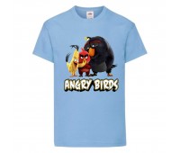 Футболка детская Энгри Бердс  (Angry Birds) светло-голубая  (AB-red-chak&bomb-2-blue) 104 см