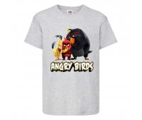 Футболка детская Энгри Бердс  (Angry Birds) серая  (AB-red-chak&bomb-2-gray) 104 см