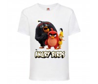 Футболка детская Энгри Бердс  (Angry Birds) белая  (AB-red-chak&bomb-3-white) 104 см