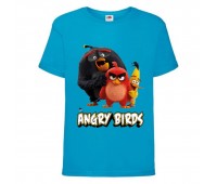 Футболка детская Энгри Бердс  (Angry Birds) голубая  (AB-red-chak&bomb-3-blue) 104 см