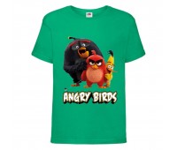 Футболка детская Энгри Бердс  (Angry Birds) зеленая  (AB-red-chak&bomb-3-green) 152 см