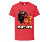 Футболка детская Энгри Бердс  (Angry Birds) красная  (AB-red-chak&bomb-3-red) 164 см