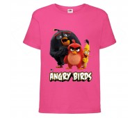 Футболка детская Энгри Бердс  (Angry Birds) розовая  (AB-red-chak&bomb-3-pink) 116 см