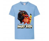 Футболка детская Энгри Бердс  (Angry Birds) светло-голубая  (AB-red-chak&bomb-3-blue) 164 см