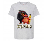 Футболка детская Энгри Бердс  (Angry Birds) серая  (AB-red-chak&bomb-3-gray) 104 см