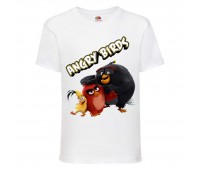 Футболка детская Энгри Бердс  (Angry Birds) белая  (AB-red-chak&bomb-4-white) 104 см