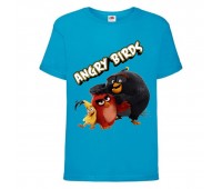 Футболка детская Энгри Бердс  (Angry Birds) голубая  (AB-red-chak&bomb-4-blue) 104 см