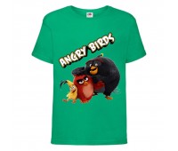 Футболка детская Энгри Бердс  (Angry Birds) зеленая  (AB-red-chak&bomb-4-green) 164 см