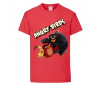 Футболка детская Энгри Бердс  (Angry Birds) красная  (AB-red-chak&bomb-4-red) 164 см