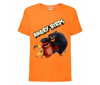 Футболка детская Энгри Бердс  (Angry Birds) оранжевая  (AB-red-chak&bomb-4-orange) 164 см
