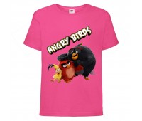 Футболка детская Энгри Бердс  (Angry Birds) розовая  (AB-red-chak&bomb-4-pink) 164 см