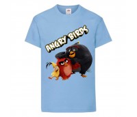 Футболка детская Энгри Бердс  (Angry Birds) светло-голубая  (AB-red-chak&bomb-4-blue) 164 см