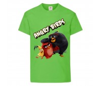 Футболка детская Энгри Бердс  (Angry Birds) светло-зеленая  (AB-red-chak&bomb-4-green) 116 см