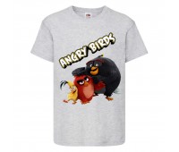 Футболка детская Энгри Бердс  (Angry Birds) серая  (AB-red-chak&bomb-4-gray) 104 см